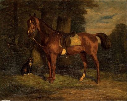 Nicolas MOREAU (c.1820-?) Cheval et chien
Huile sur toile
signée en bas à droite...