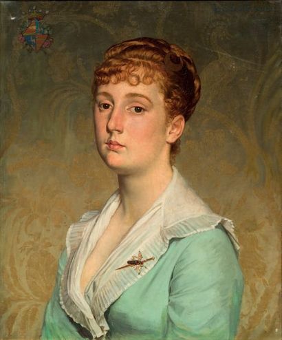 Léon Glaize (1842-1932) Portrait de femme à la broche
Huile sur toile, signée en...