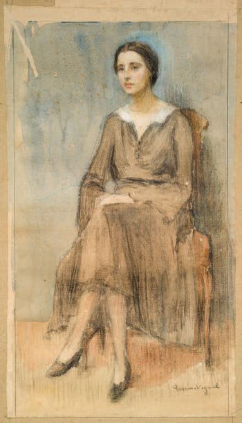 MAIH DE LANDERSET (XXE SIÈCLE) Portrait de fillette
Pastel, signé et daté 1918
40...