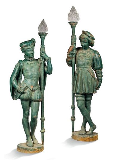 null PAIRE DE STATUES "AUX PAGES"
D'après un dessin de Mathurin Moreau (1822-1912)
En...