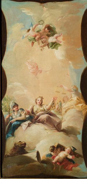 ATTRIBUÉ À FRANCISCO BAYEU (1743 - 1793) Projet de plafond aux vertus cardinales...
