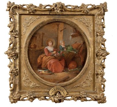 Auguste Xavier LEPRINCE (Paris 1799 - Nice 1826) Les marchandes de fleurs
Carton,...