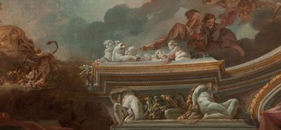 JEAN-BAPTISTE-MARIE PIERRE (PARIS 1714 - 1789) Projet de plafond avec le char d'Apollon,...