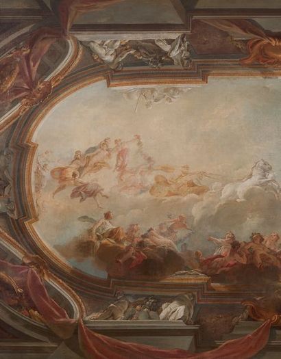 JEAN-BAPTISTE-MARIE PIERRE (PARIS 1714 - 1789) Projet de plafond avec le char d'Apollon,...