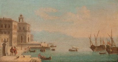 ATTRIBUÉ À THOMASO RUIZ (ACTIF EN ITALIE ENTRE 1710 ET 1750) Vue d'un port méditerranéen
Toile
22,5...