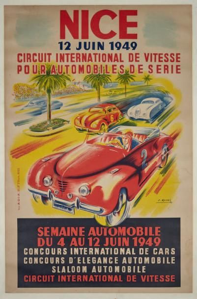 J. RAMEL (1913-1999) Superbe affiche originale de la Semaine Automobile se déroulant...