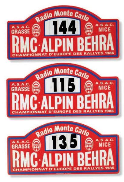 null RALLYE RMC ALPIN BEHRA
Lot de 17 plaques de Rallye des éditions 1984 à 1987
Bon...