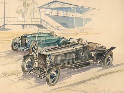 null AVANT-GUERRE
Aquarelle originale représentant une Hispano Suiza 45 HP Signature...