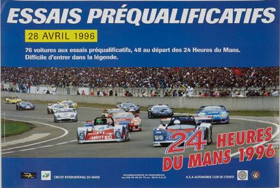  ESSAIS 24 HEURES DU MANS Lot de 5 affiches des éditions 1995, 1996, 1997, 1998 et...