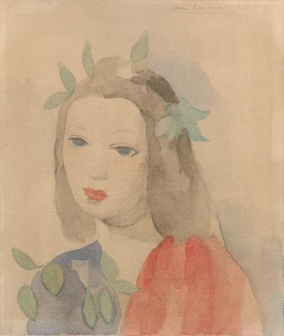 Marie LAURENCIN (1883-1956) 
Jeune fille
Aquarelle sur papier, signée en haut à droite
30...