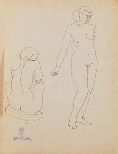 LAM DONG (1920-1987) 
Nus féminins
Encre sur papier, signée en bas à gauche 32.3...