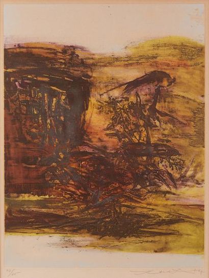 ZAO WOU KI (1921-2013) 
Composition, 1967
Lithographie, n°47/75 en bas à gauche,...