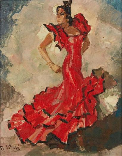 Paul Robert BAZE (1901-1985) 
Danseuse espagnole
Huile sur toile, signée en bas à...