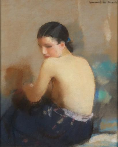 Lucien Victor GUIRAND de SCÉVOLA (1871-1950) 
Nu féminin de dos
Pastel sur papier,...