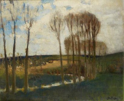 Pierre Eugène MONTEZIN (1874-1946)  
Peupliers en bord de rivière
Huile sur toile,...