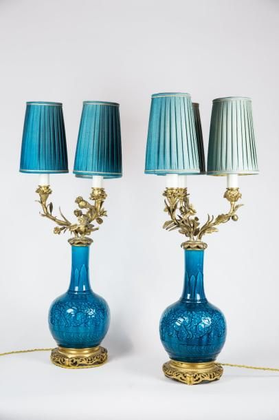null Théodore DECK (1823-1891)

Paire de vases formant lampes à trois bras de lumière...