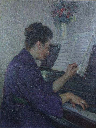 null Emile ANCELET (1865-1951)

Portrait de son épouse au piano

Huile sur toile,...