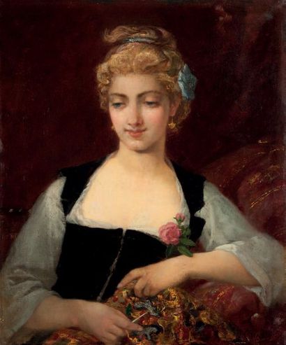 Jean-Baptiste CHATIGNY (1834-1886) Portrait de jeune femme
Huile sur toile, signée...