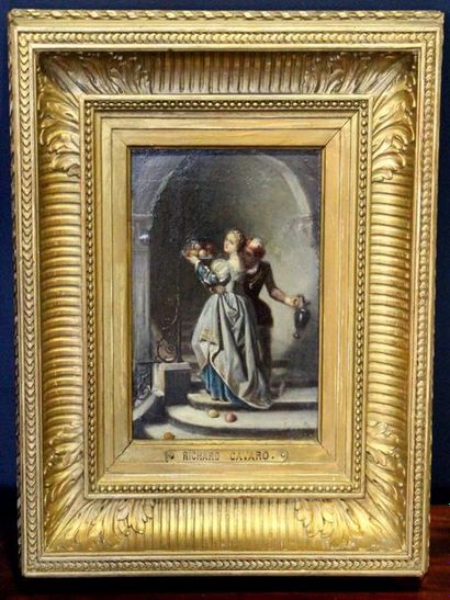 null Charles Adolphe RICHARD-CAVARO (1819-?)
Un tour de page
Huile sur panneau
19...