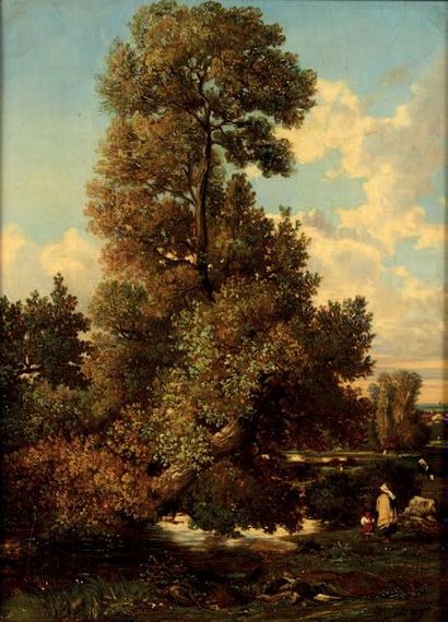Victor DUPRE (1816-1879) L'arbre
Huile sur toile, signée en bas à droite et datée...