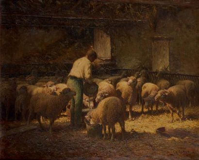 Charles CLAIR (1860-1930) La bergerie
Huile sur toile signée en bas à droite
80 x...