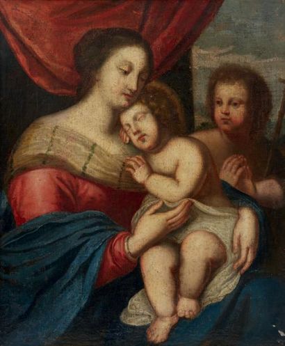 null Vierge à l'enfant et Saint Jean Baptiste
Huile sur toile Fragment réentoilé
XVIIIe...