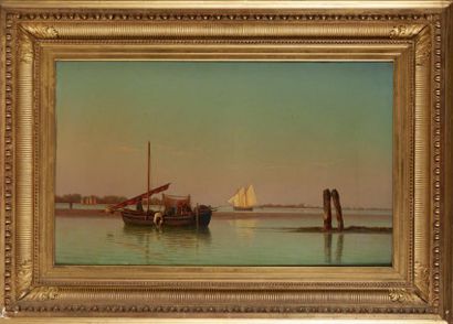 PIETRO GALTER (1840-1901) Barque de pecheurs
Huile sur toile 38 x 61 cm