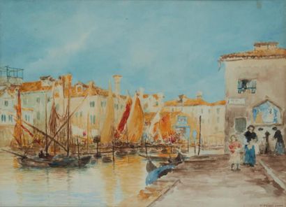 PIERRE FRANC LAMY (1855- 1919) Vue de Venise
Aquarelle 26 x 36 cm (à vue)