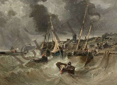 Jules NOËL (1810-1881) La tempête, Le Tréport 1873
Huile sur toile, signée, située...