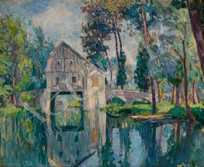 HENRI BAPTISTE LEBASQUE (1865-1937 Le moulin, probablement vers Compiègne circa 1907
Huile...