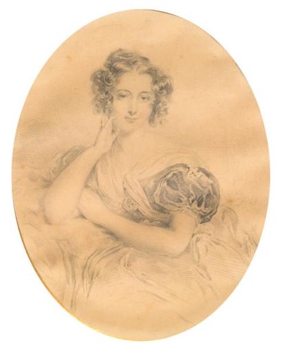 null ENSEMBLE DE QUATRE
DessinS:
ECOLE FRANCAISE VERS 1840
Portrait d'une jeune femme
Crayon...