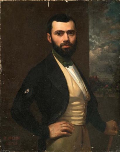 BARTHÉLÉMY MENN (1815-1893) Portrait d'homme en buste
Huile sur toile, Signée et...
