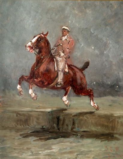 John Lewis BROWN (1829-1890) Le cavalier
Huile sur carton
Signée en bas à droite...