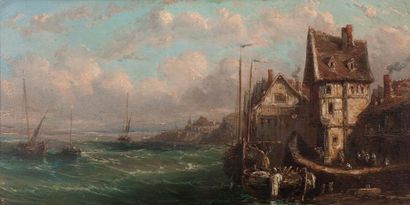 ATTRIBUÉ À CHARLES EUPHRASIE KUWASSEG (1838 - 1904) Bateau sur une mer agitée
Panneau
18...