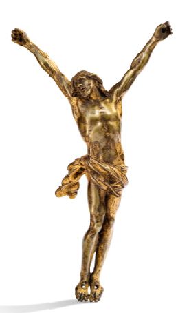 École FRANÇAISE du XVIIIe siècle Christ en croix
Bronze doré
H: 24,6 cm - L: 13,6...