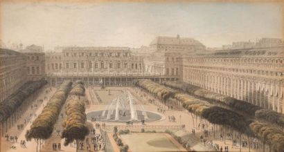 École Française du XIXe siècle Le Palais - Royal
Reproduction aquarellée 31,5 x 59...