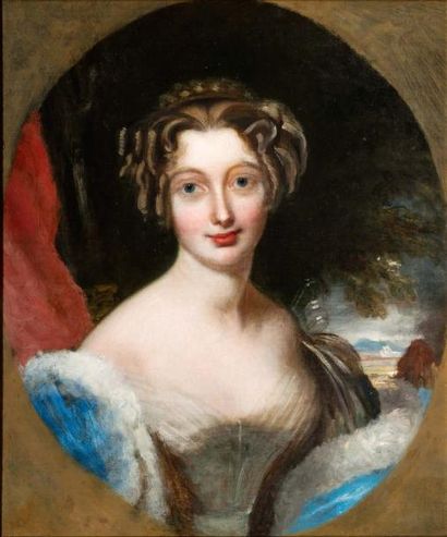 Ecole anglaise vers 1860 Portrait de femme
Huile sur toile
62 x 51, 5 cm