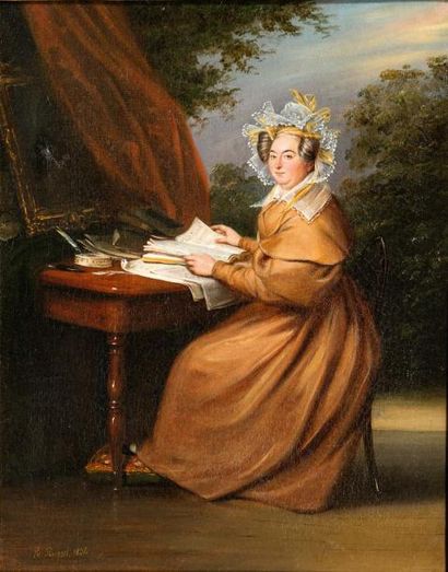 ÉDOUARD HENRI THÉOPHILE PINGRET (SAINT QUENTIN 1785 - PARIS 1869) Portrait de femme...
