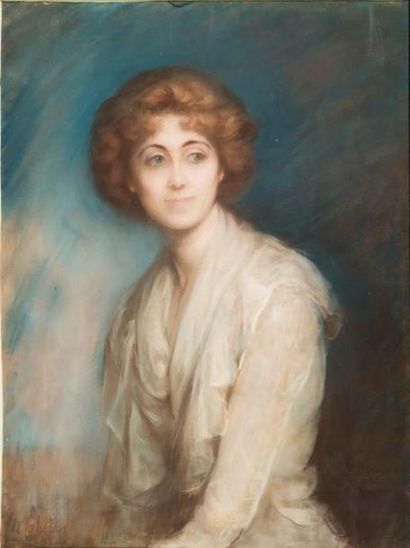 École ITALIENNE vers 1900 Portrait de femme
Pastel
78 x 62 cm
Signature illisible...