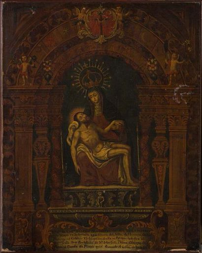 ECOLE PERUVIENNE, VERS 1800 Notre Dame de Pitié
Toile
78 x 62,5 cm
L'inscription...