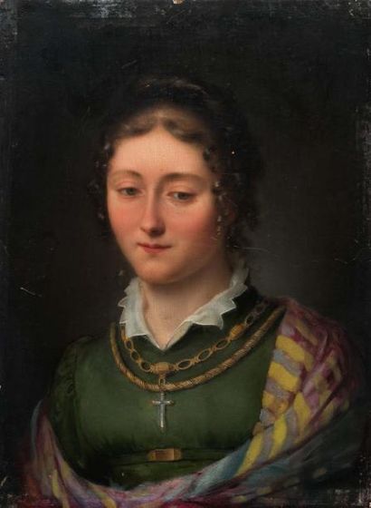 JEAN-ANTOINE LAURENT (BACCARAT 1763 - EPINAL 1832) Portrait de Mademoiselle Pauline...