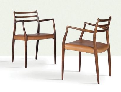 NIELS O. MØLLER (1920 - 1981) Suite de 8 chaises 78 et 2 fauteuils 62
Palissandre,...