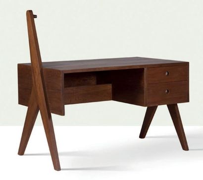 Pierre Jeanneret (1896-1967) Bureau
Teck, aluminium
114.5 x 114 x 72 cm.
Circa 1960

Desk
Teak,...