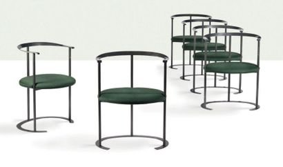 LUIGI CACCIA DOMINIONI (1913-2016) Suite de 6 fauteuils Catilina
Drap de laine, métal
71...