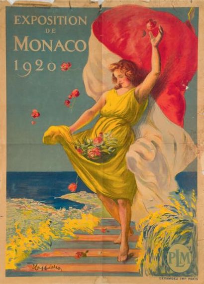 CAPPIELLO LEONETTO Exposition de MONACO, 1920. Imp. Devambez à Paris. 107 x 77 cm....