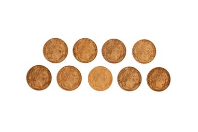 null Cerès

Lot composé de 9 pièces de 20Frs or

(1851) A