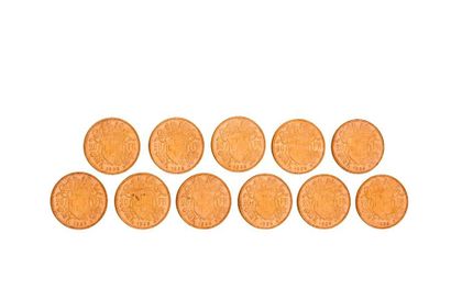 null Suisse - Vreneli 

Lot composé de 11 pièces de 20Frs or.

(L 1935 B)