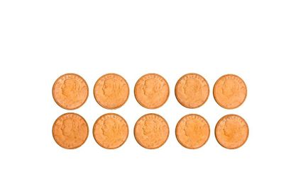 null Suisse- Vreneli 

Lot composé de 10 pièces de 20Frs or.

(L 1935 B)
