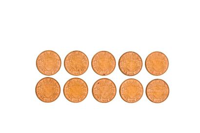 null Suisse- Vreneli 

Lot composé de 10 pièces de 20Frs or.

(L 1935 B)
