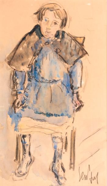 GEN PAUL (1895-1975) Jeune garçon assis
Aquarelle et crayon gras sur papier, signé...